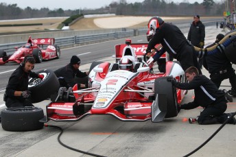 Team Penske services Juan Pablo Montoya at a pre-season test at Barber Motorsports Park earlier this year