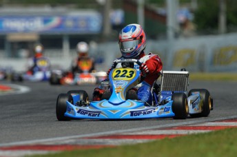 Joseph Mawson leading the way during the action at Sarno, Italy on Sunday (Pic: KSP)
