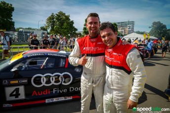 Marcus Marshall (left) and James Koundouris celebrate victory in Race 2 