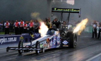 Reigning Top Fuel champion Phil Lamattina welcomes a challenge from the chasing Martin Stamatis and Phil Read next weekend (credit - Leith Cowan/circlework.com.au)