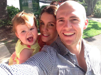 Lee Holdsworth with wife Alana and daughter Ava
