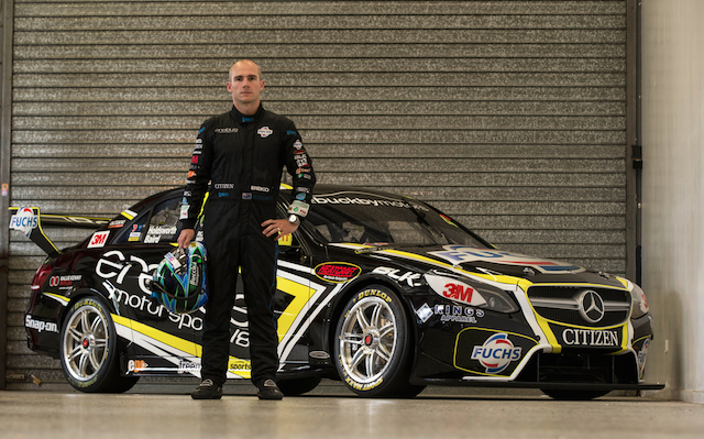 Lee Holdsworth with the rebuilt #4 Mercedes