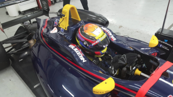 Jordan Lloyd behind the wheel of the Carlin F3 car