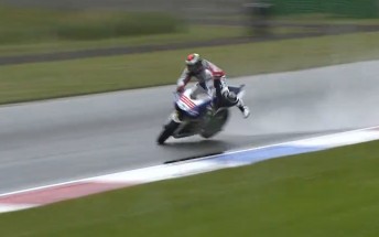 Lorenzo lost control of his Yamaha in the wet conditions