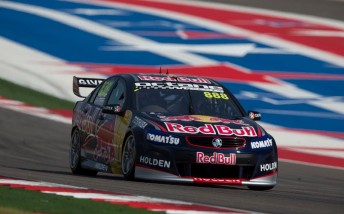 Craig Lowndes set the fastest time of the day in his Red Bull Holden