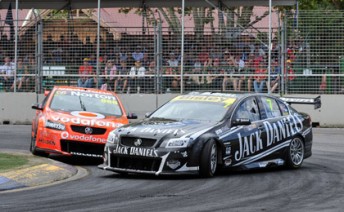 Craig Lowndes and Todd Kelly collided at the Clipsal 500