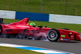 Lucas Di Grassi topped the times in the second day of FIA Formula E testing at Donington Park