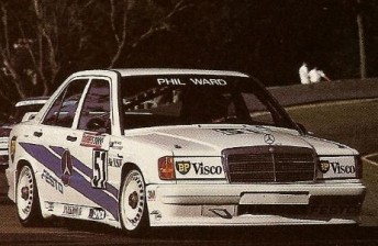 The Phil Ward/David Clement 190E ended the 1988 Tooheys 1000 on its lid