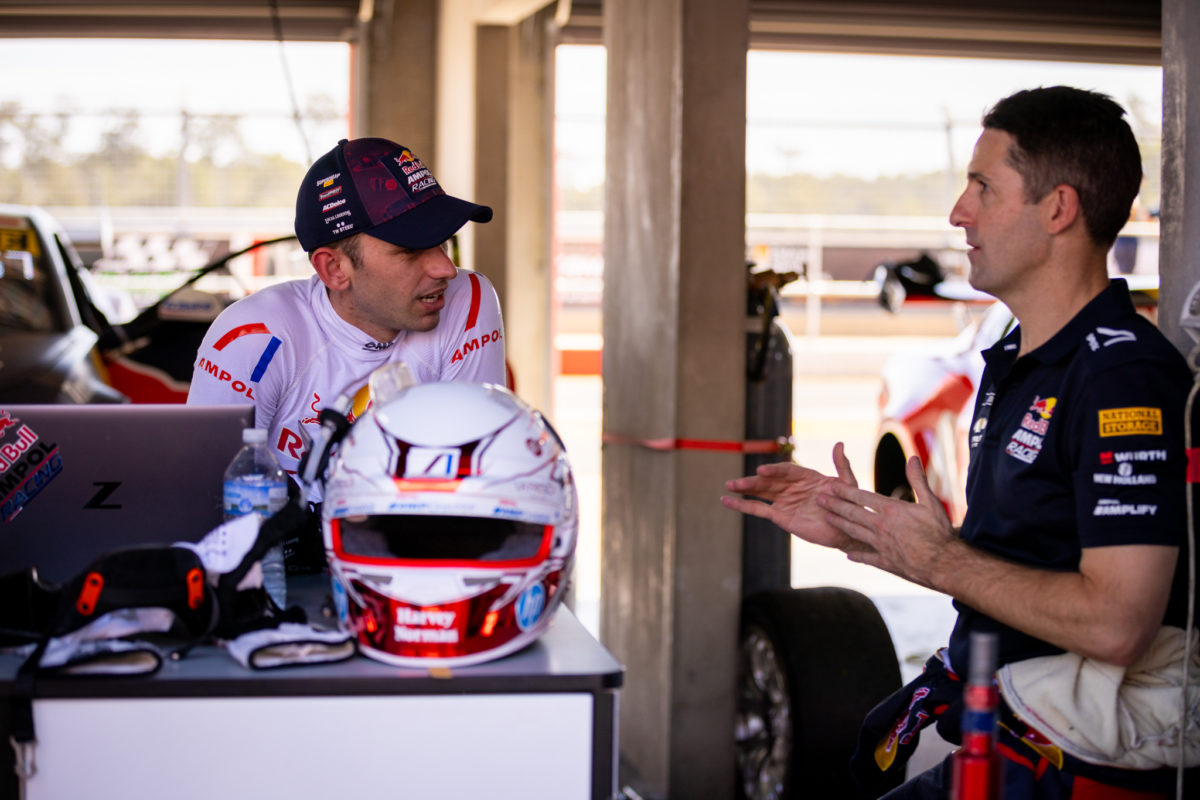 Jamie Whincup (right, pictured with #88 primary driver Broc Feeney) says the Sandown 500 is no mere warm-up for the Bathurst 1000. Image: MTR Images