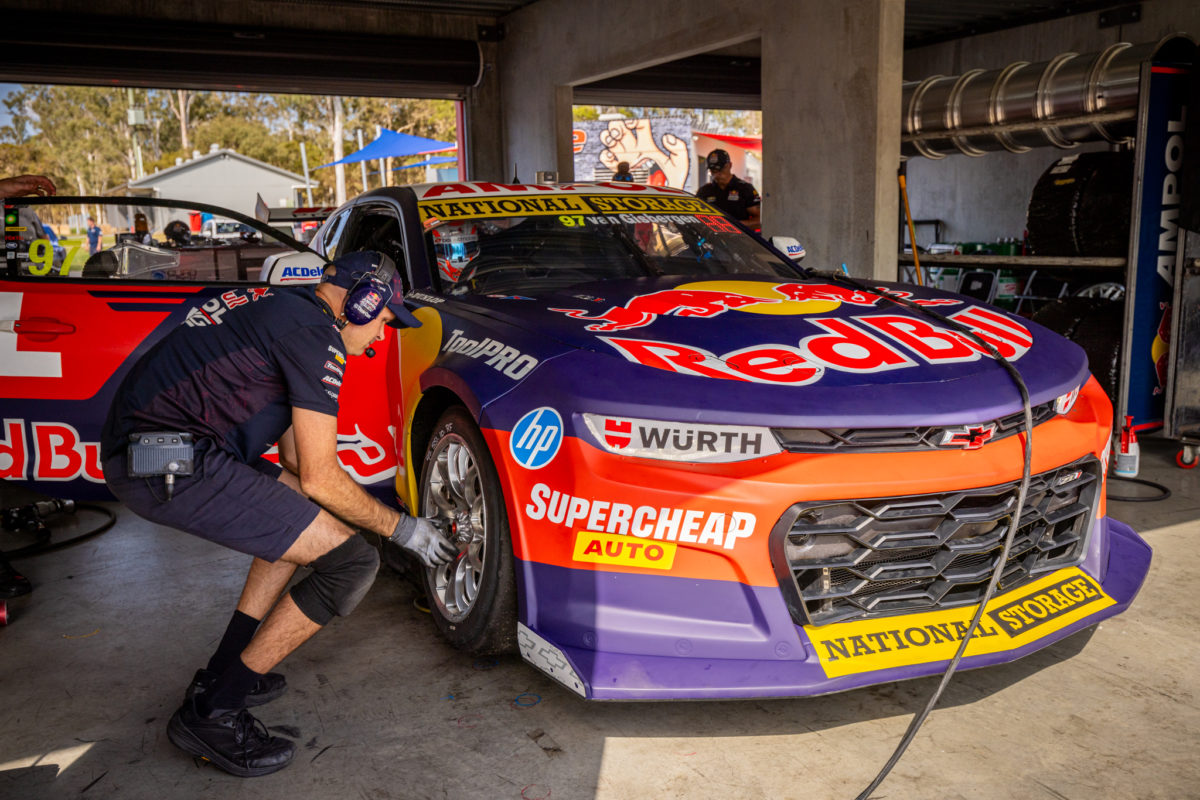 Triple Eight Race Engineering rebuilt the car at the track, allowing Richie Stanaway to get more laps. Image: MTR Images