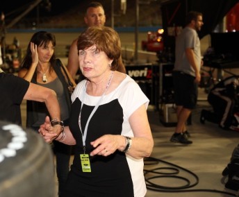Marg Power at the Auto Club Speedway watching son Will claim the Indy title