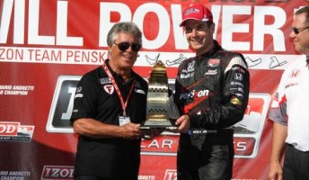 Mario Andretti presents Will Power the road course trophy