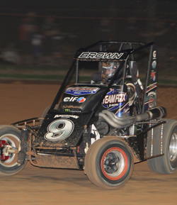 Local racer Mark Brown won the 50-Lap Speedcar Classic at Sydney Speedway