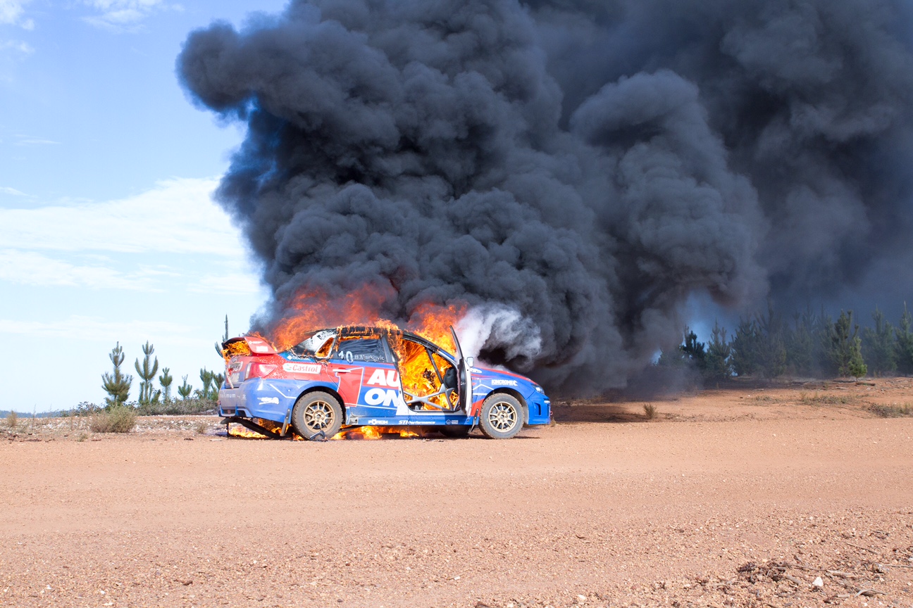 The Brad Markovic Subaru goes up in flames