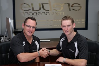 Maro Engel (right) and Erebus Motorsport V8 CEO Ryan Maddison 