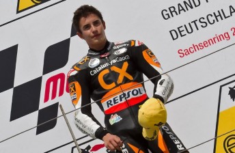 Marc Marquez on the podium last weekend in Germany