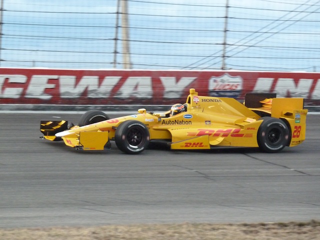 Matthew Brabham cut laps of the Lucas Oil track in Indianapolis in Ryan Hunter -Reay