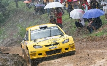 Alister McRae heads the field at the Malaysian Rally