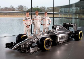 The McLaren with its three drivers