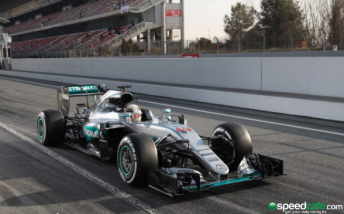 Lewis Hamilton during the final day of the Barcelona test