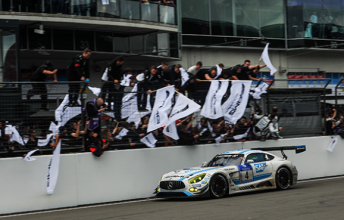 Maro Engel takes the flag at the Nurburgring 24 Hour