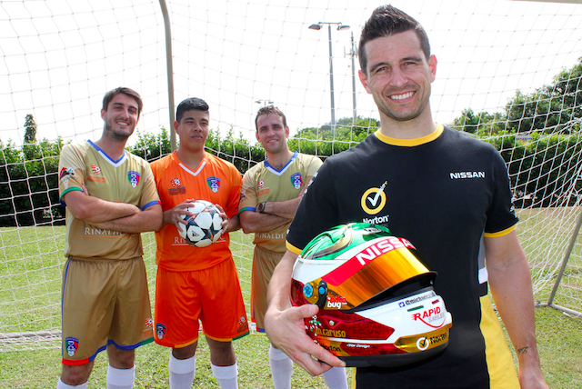 Michael Caruso with the World Cup themed helmet in Darwin