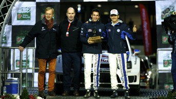 Julien Ingrassia (second right) is pictured with Ari Vatanen, Robert Reid and Sébastien Ogier