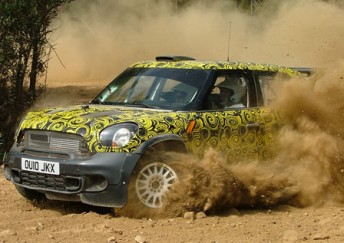 The Mini Countryman WRC in its camouflage paint scheme 