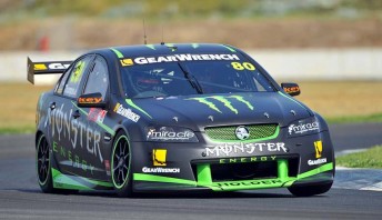 Jamie Whincup driving a Monster Energy backed Holden at Calder in 2011