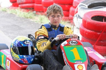 Chaz Mostert proudly displaying his green and gold number one plate in 2005. Pic: Paul Carruthers