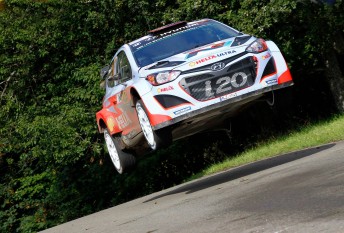 Thierry Neuville has led a Hyundai 1-2 in Germany