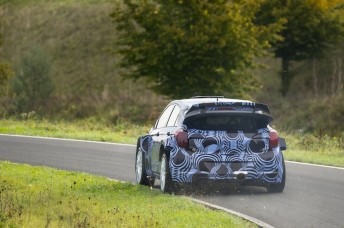The new generation Hyundai i20 WRC undergoing its maiden test last month