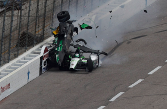 Josef Newgarden is involved in a gnarly accident caused by Conor Daly (#18)