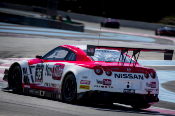 The GT3-specification GT-R, seen here competing in the Blancpain endurance series 