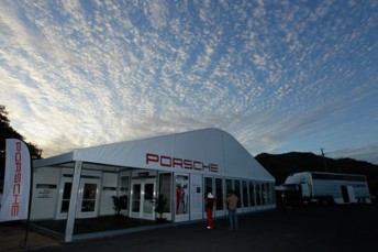The Porsche City Index Carrera Cup tent, alongside the organisation