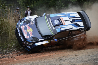 Sebastien Ogier managed to avoid a soft roll early in the shakedown for Coates Hire Rally Australia