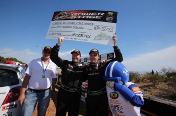 Scott Pedder and Dale Moscatt celebrate winning the ARMOR ALL Power Stage