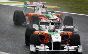 Tonio Liuzzi leads Adrian Sutil in Brazil, but finished four places behind his team-mate in the 2010 championship