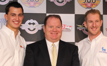 Chip Ganassi with new recruits Graham Rahal (left) and Charlie Kimball 