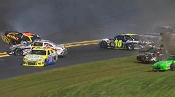 Ambrose (top left) was one of 12 cars involved in the shunt