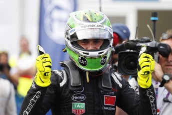 Nelson Piquet Jr celebrates winning the inaugural FIA Formula E title