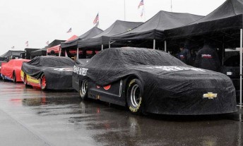 Cars were kept under covers on Friday in Pocono