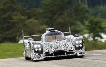 An official image of the Porsche LMP1 car on track