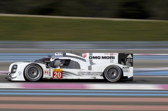 The #20 Porsche 919 undergoing a searching test at Paul Ricard