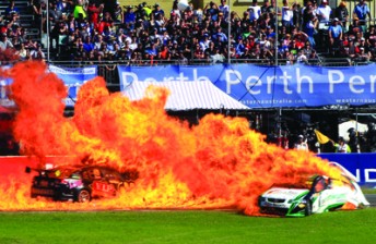 Steve Owen and Karl Reindler emerged from the devastating fire at Barbagallo Raceway with relatively unscathed