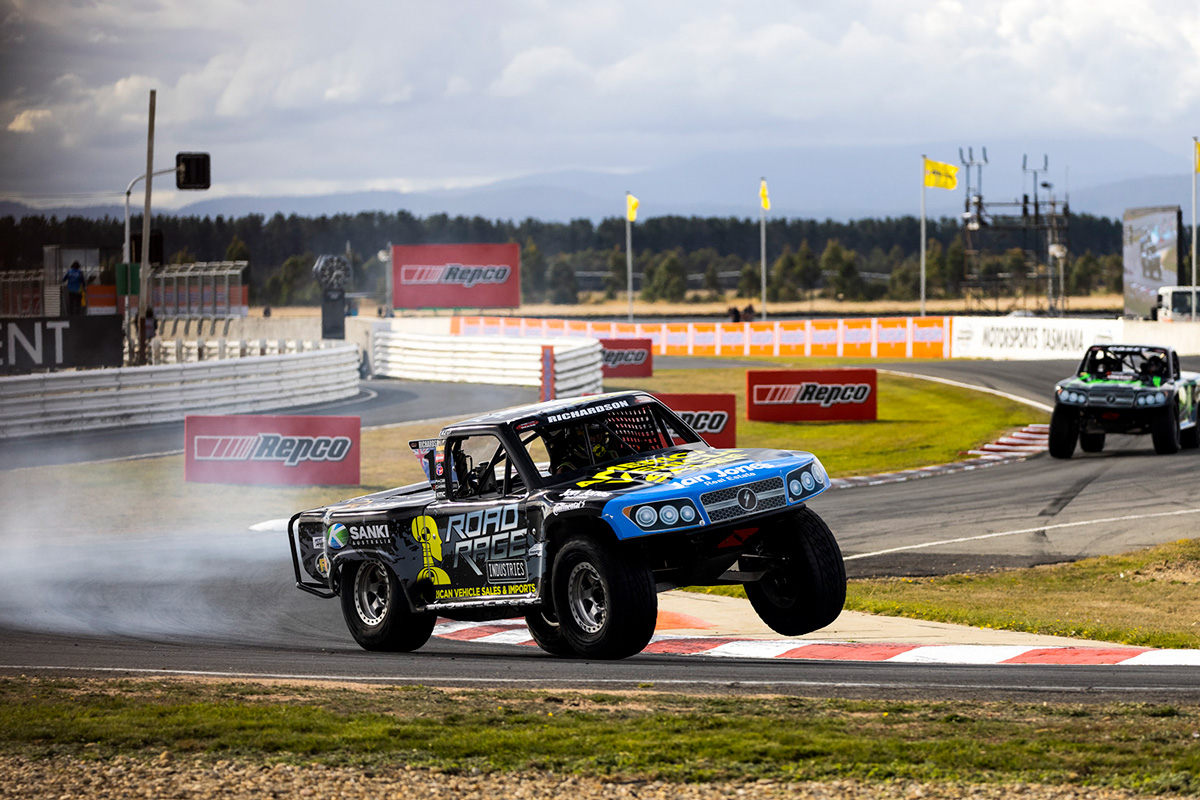 The End of This Stadium Super Trucks Race Is Excellent, Great, Wonderful