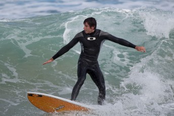 Rick Kelly hits the surf at Gunnamatta Beach
