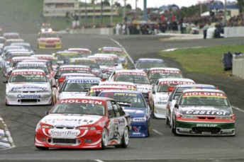 The start of the first race of the Australian Touring Car Championship round at Calder Park in 1998