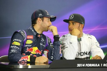 Ricciardo and Hamilton following qualifying