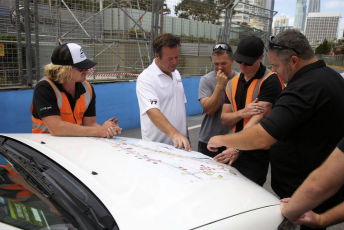 Robby Gordon inspects the Surfers Paradise street circuit to determine locations for the ramps